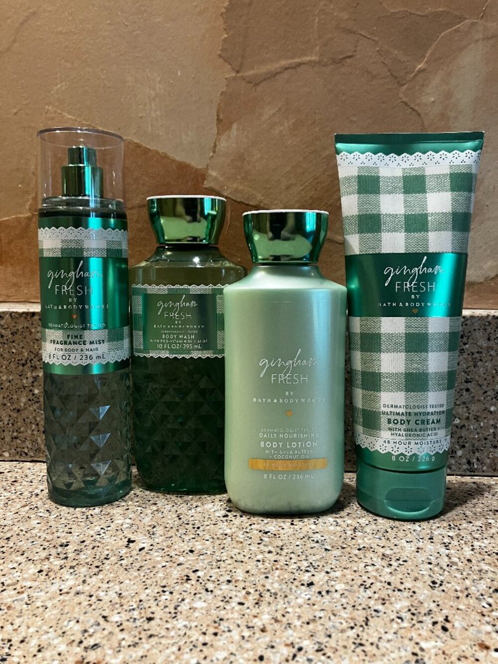 Bath & Body Works Gingham Fresh Set of Spray, Cream , Lotion & Shower Gel!